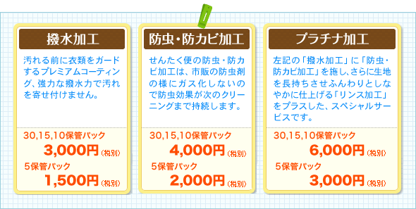 撥水加工 防水・防カビ加工 プラチナ加工