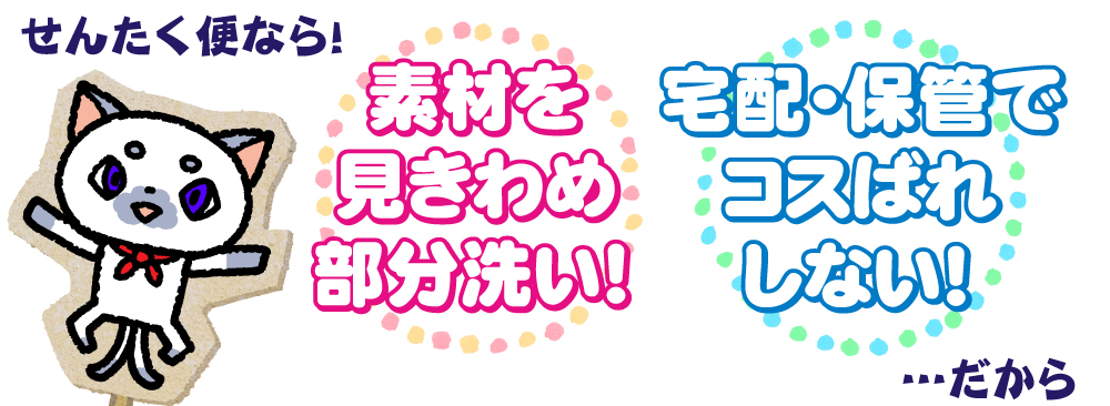 しかも　素材を見極め部分洗い　宅配保管でコスばれしない　だから