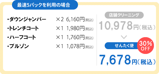 宅配クリーニング 10点パック